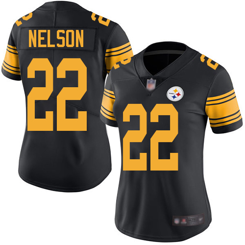 Women Pittsburgh Steelers Football 22 Limited Black Steven Nelson Rush Vapor Untouchable Nike NFL Jersey